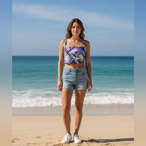 Shore bra top Tijuana tie back Cali vibes tropical resort top New Size Large